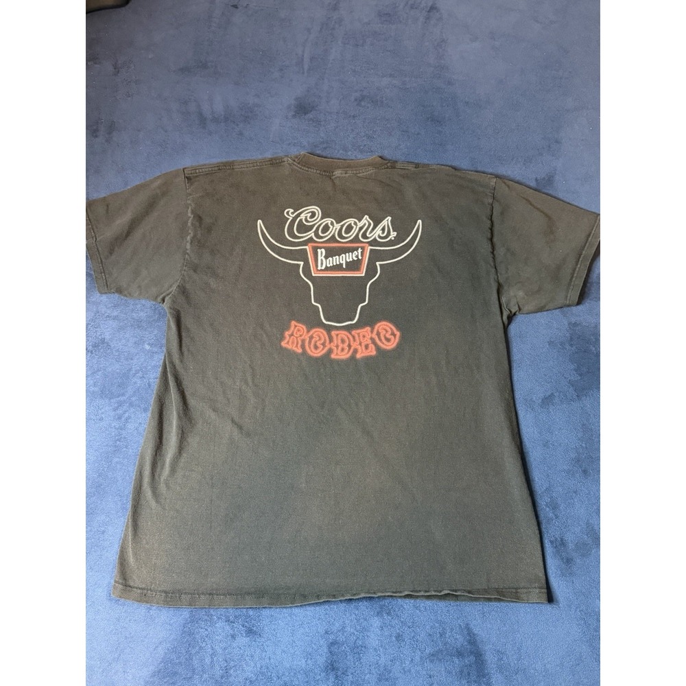 Tee Luv Coors Banquet Beer Rodeo T Shirt Mens XL Black Graphic Tee